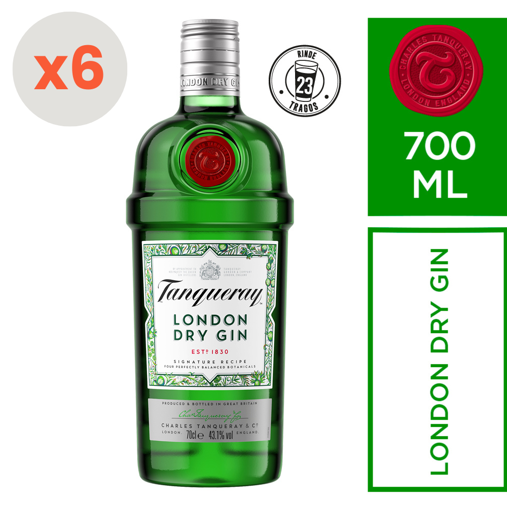 GIN LONDON DRY TANQUERAY BOTELLA VIDRIO 700 ML 6 UN - 1