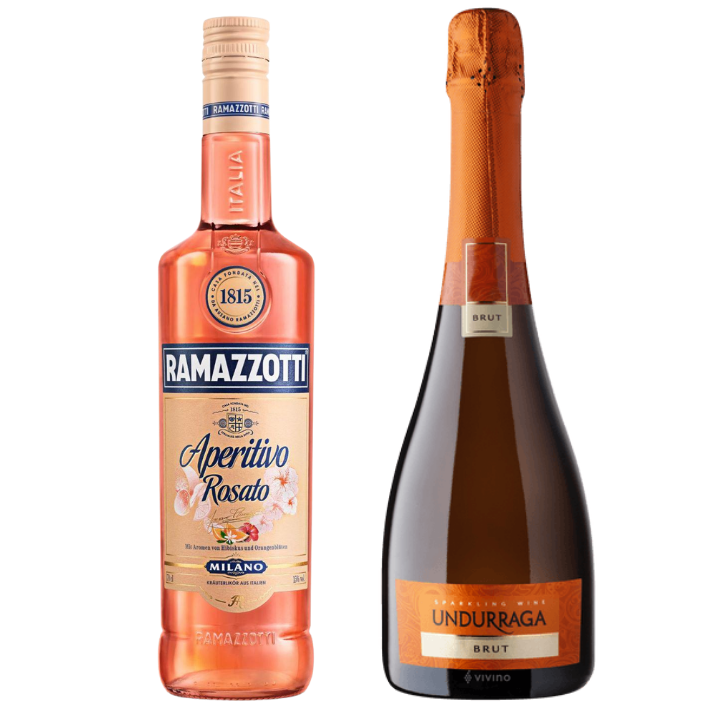 SET COCTEL RAMAZZOTTI BOTELLA 700 CC + ESPUMANTE MOSCATEL UNDURRAGA 750 CC BRUT - 1