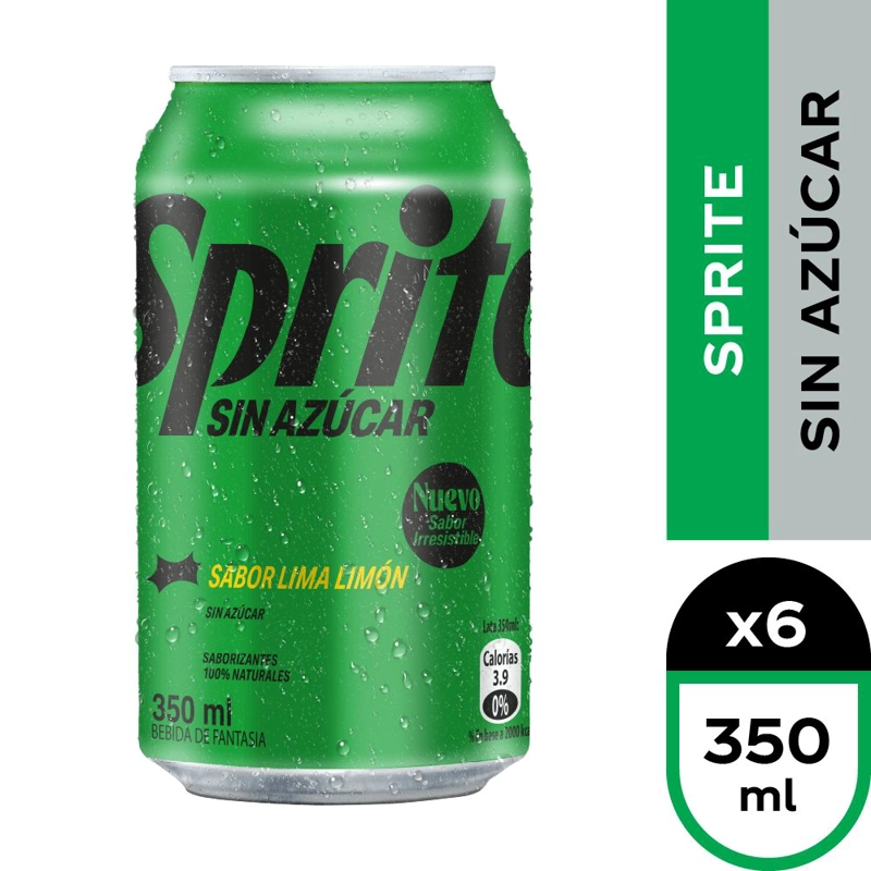 BEBIDAS MIXER SIN AZUCAR SPRITE LATA 350 CC 6 UN BEBIDA ZERO - 1
