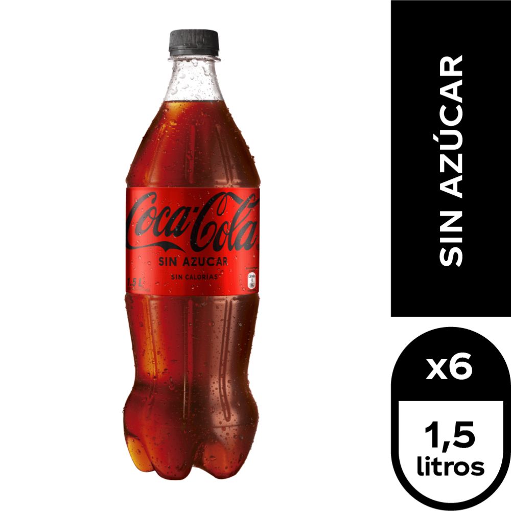 BEBIDAS MIXER SIN AZUCAR COCA-COLA BOTELLA VIDRIO 1500 CC 6 UN BEBIDA COCA COLA ZEROBEBIDA - 1