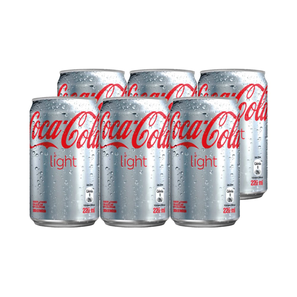 6X BEBIDA COCA COLA LIGHT LATA 220CC - 1
