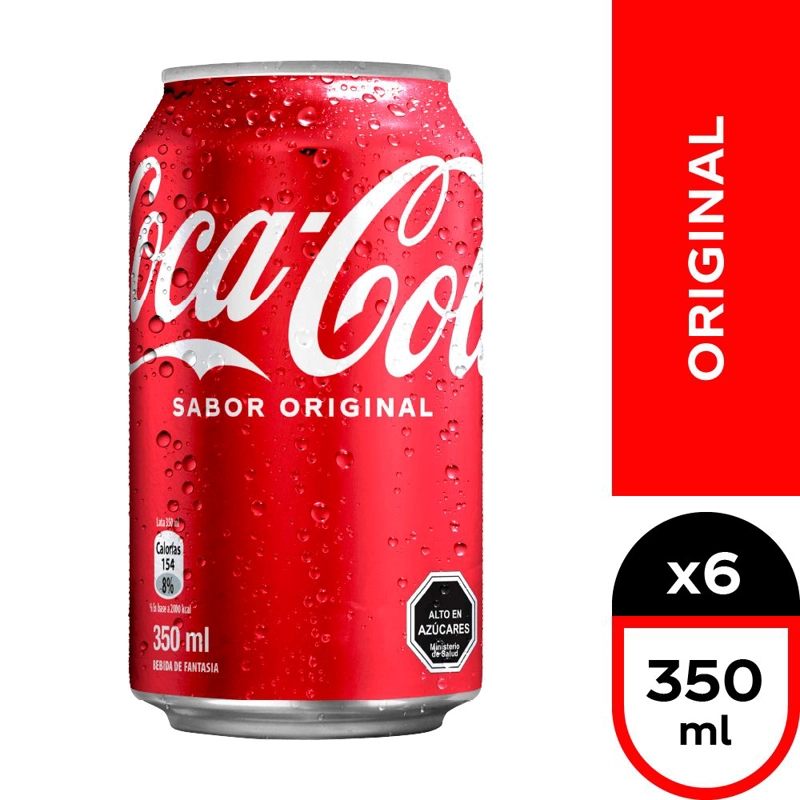 BEBIDAS MIXER COCA-COLA LATA 350 CC 6 UN BEBIDA COCA COLA ORIGINAL - 1