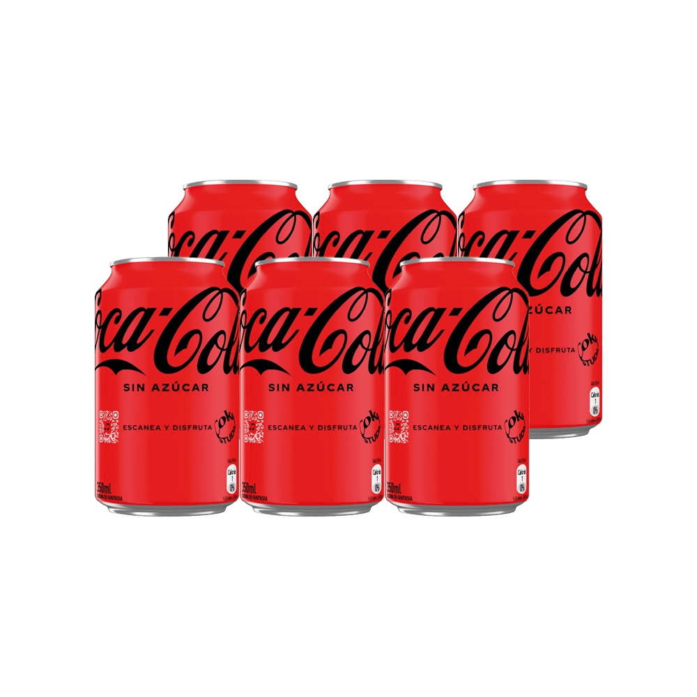 BEBIDAS MIXER SIN AZUCAR COCA-COLA LATA 350 CC 6 UN BEBIDA COCA COLA ZERO - 1