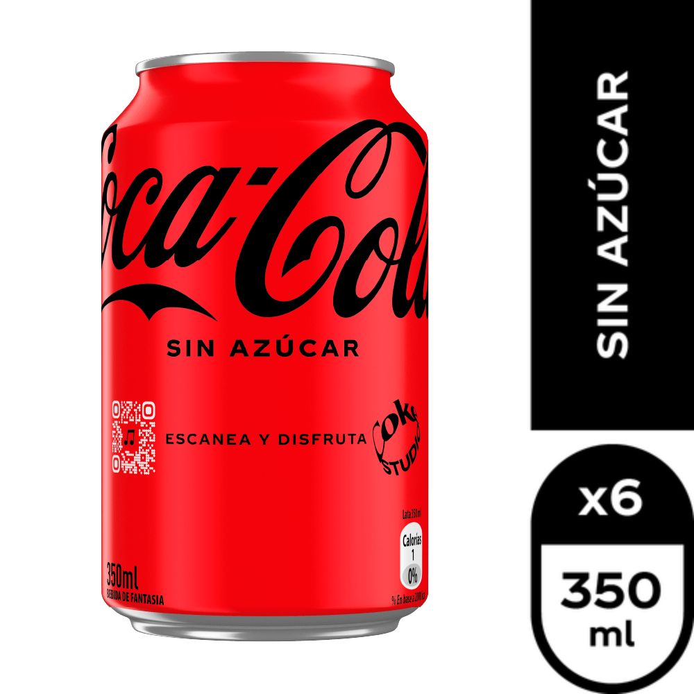 BEBIDAS MIXER SIN AZUCAR COCA-COLA LATA 350 CC 6 UN BEBIDA COCA COLA ZERO - 2