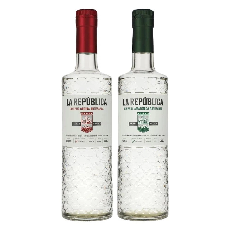 SET GIN LA REPUBLICA BOTELLA VIDRIO ANDINA + AMAZONICA - 1