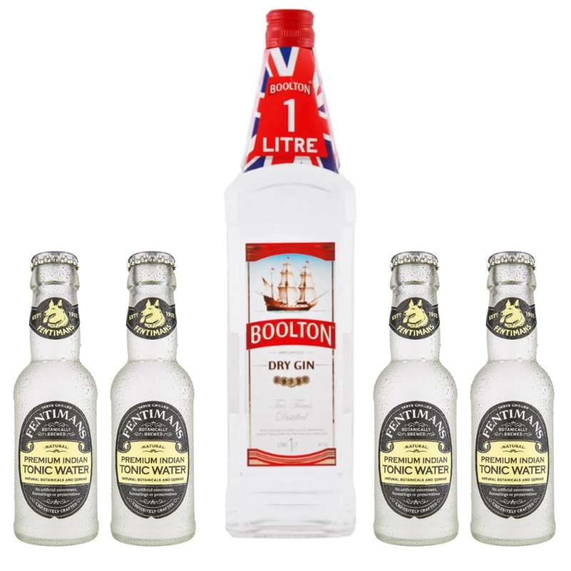 PACK GIN BOOLTON DRY 40° 1000CC + 4 FENTIMANS TONIC WATER - 1