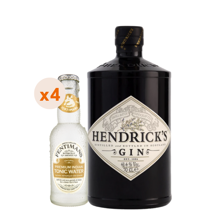 GIN HENDRICKS 700CC + 4 AGUAS TONICAS FENTIMANS - 1