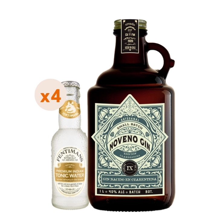 GIN NOVENO 40° 1000CC + 4 FENTIMANS PREMIUM TONIC WATER - 1