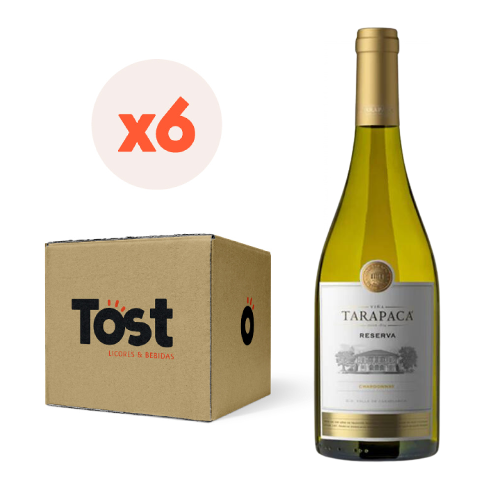VINO BLANCO CHARDONNAY TARAPACA BOTELLA VIDRIO 750 CC 6 UN TARAPACÁ RESERVA - 1