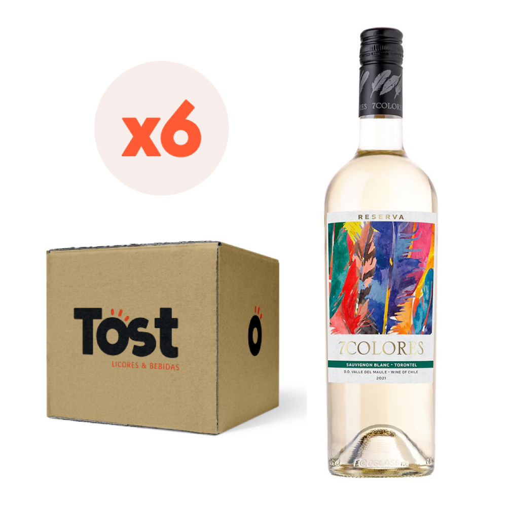 VINO TINTO ENSAMBLE SAUVIGNON BLANC 7 COLORES BOTELLA VIDRIO 6 UN RESERVA TORONTEL - 1
