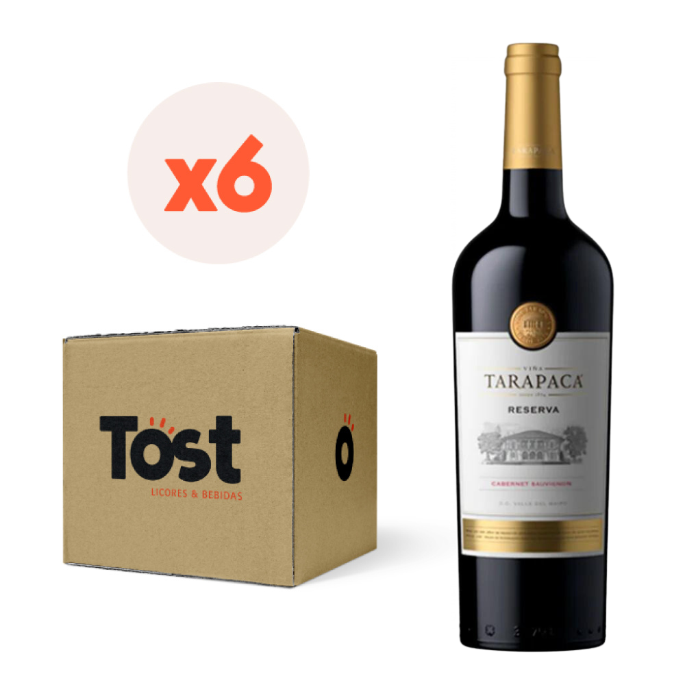 VINO TINTO CABERNET SAUVIGNON TARAPACA BOTELLA VIDRIO 750 CC 6 UN TARAPACÁ RESERVA - 1