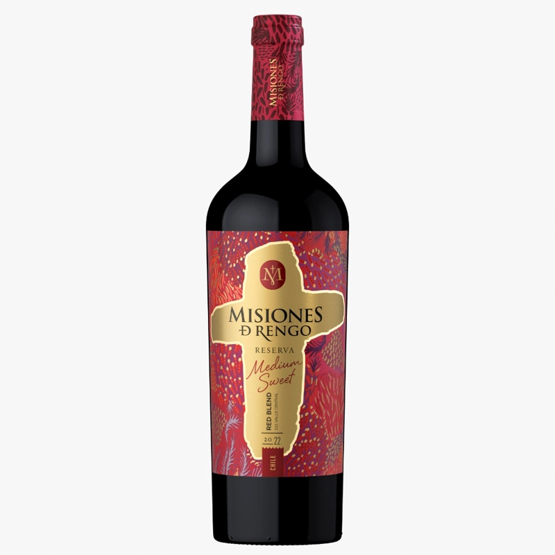 VINO TINTO ENSAMBLE MISIONES DE RENGO BOTELLA VIDRIO 750 CC RESERVA MEDIUM SWEET RED BLEND - 1