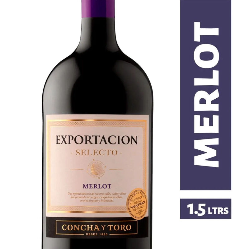 VINO EXPORTACION SELECTO MERLOT BOTELLON 1500CC - 1
