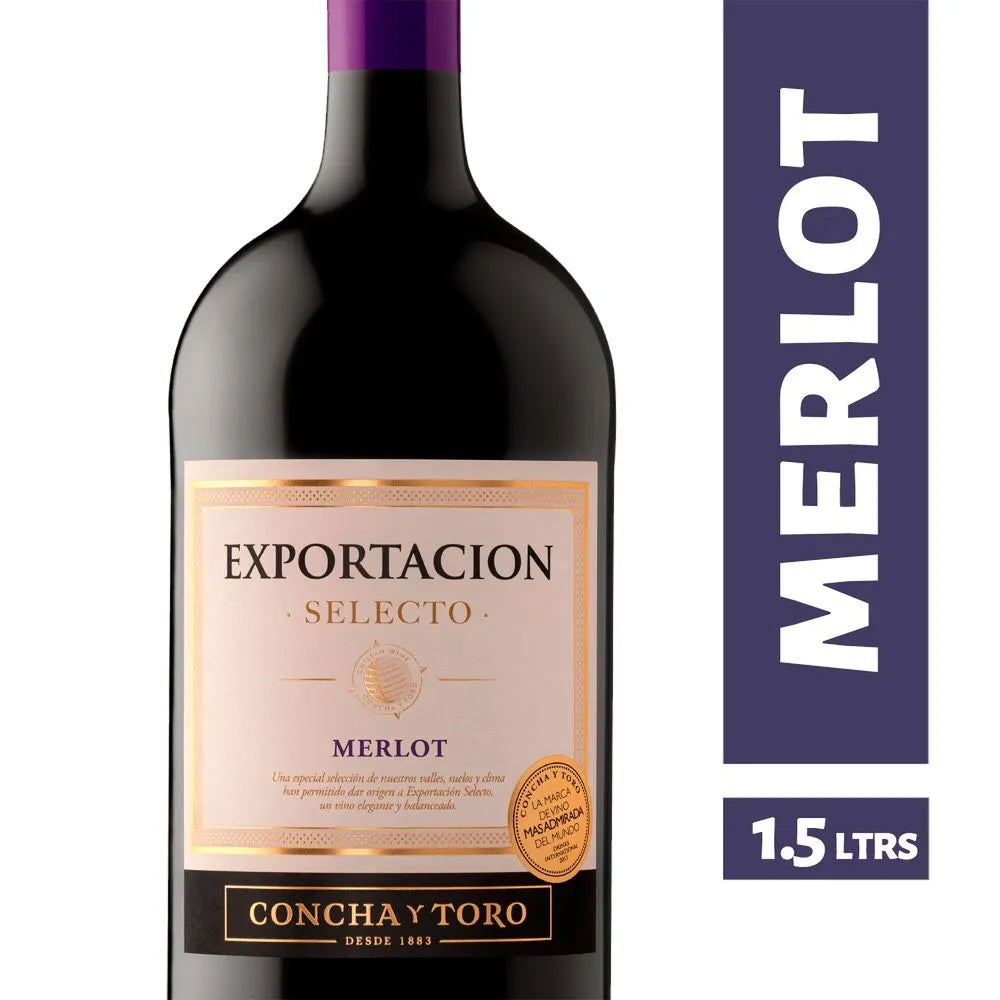 VINO EXPORTACION SELECTO MERLOT BOTELLON 1500CC - 1