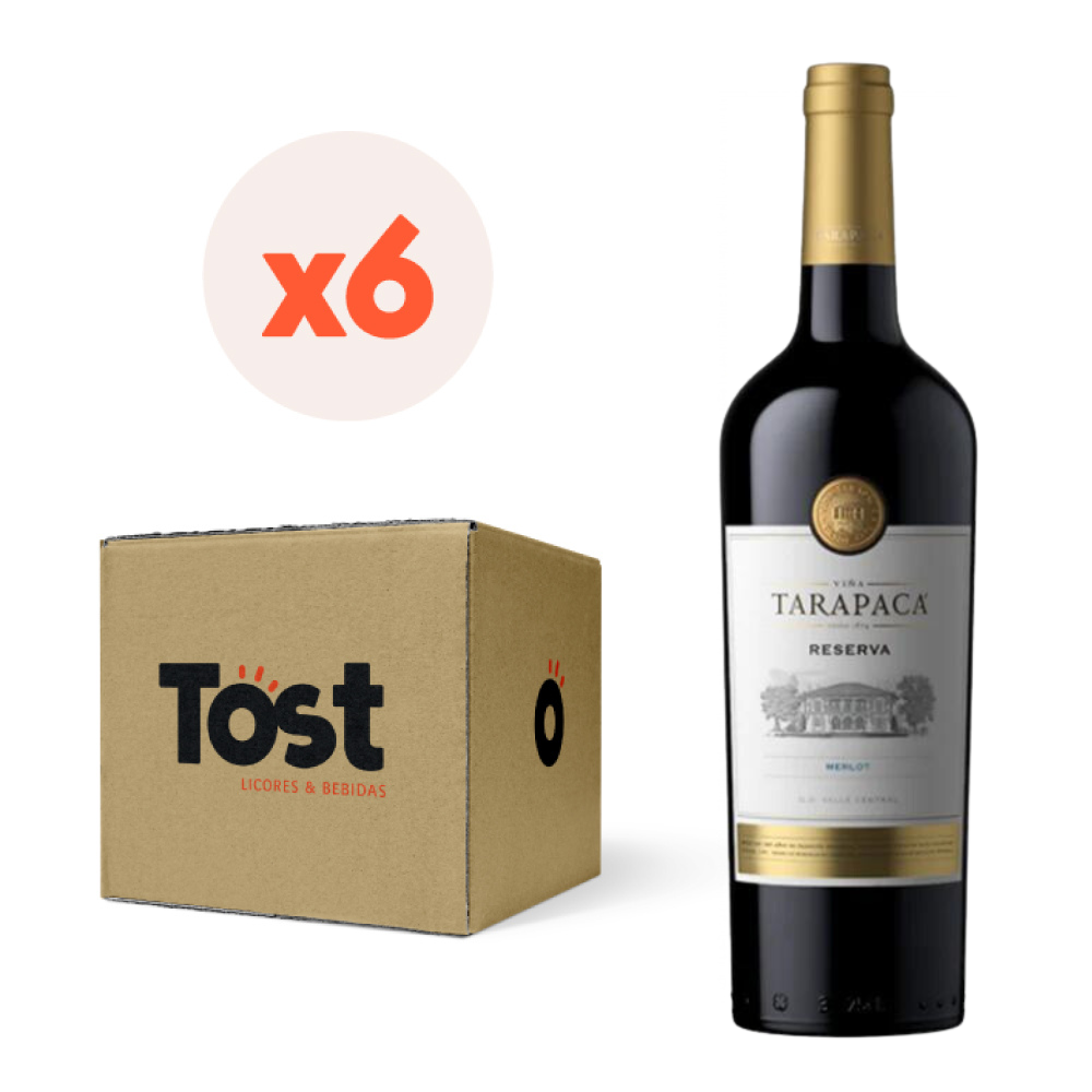 6X VINO TARAPACA RESERVA MERLOT 750CC - 1