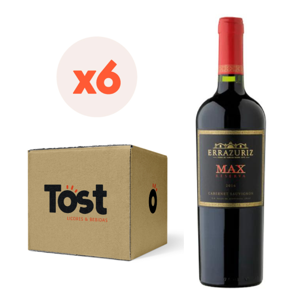 VINO TINTO CABERNET SAUVIGNON ERRAZURIZ BOTELLA VIDRIO 750 CC 6 UN ERRÁZURIZ MAX RESERVA - 1