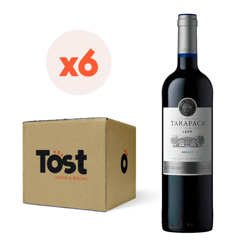 VINO TINTO MERLOT TARAPACA BOTELLA VIDRIO 750 CC 6 UN TARAPACÁ LEÓN - 1