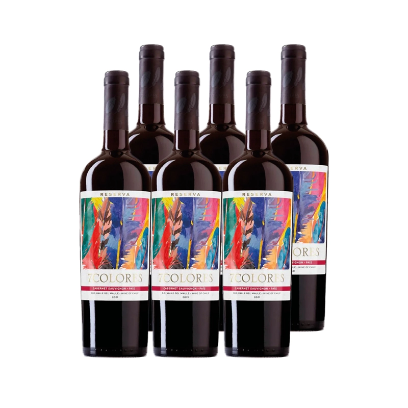 VINO TINTO ENSAMBLE CABERNET SAUVIGNON 7 COLORES BOTELLA VIDRIO 6 UN RESERVA PAIS - 1