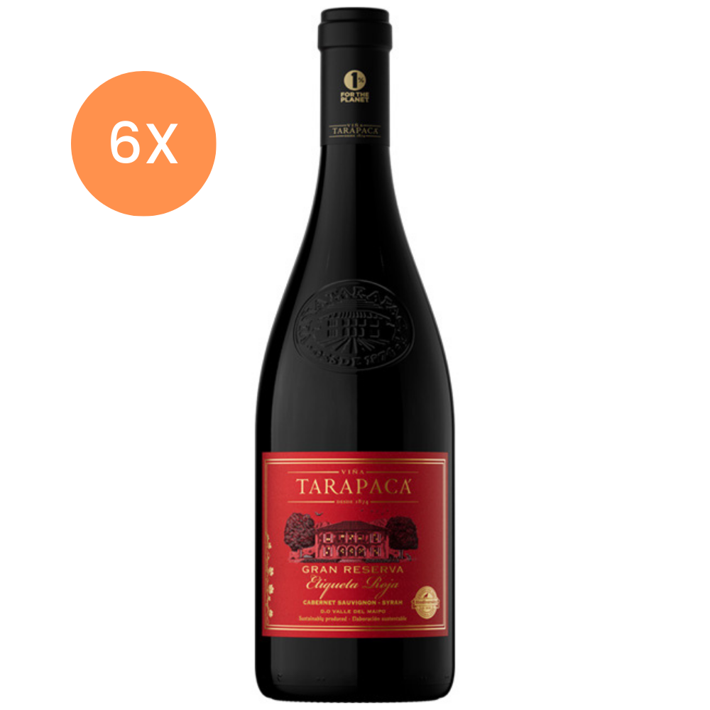 VINO TINTO ENSAMBLE TARAPACA 750 CC 6 UN TARAPACÁ GRAN RESERVA RED BLEND ETIQUETA ROJA - 1