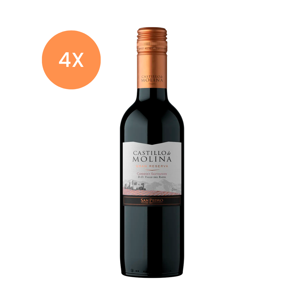 VINO TINTO CABERNET SAUVIGNON CASTILLO DE MOLINA BOTELLA VIDRIO 375 CC 4 UN GRAN RESERVA 14° GR - 1