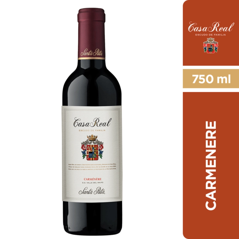 VINO TINTO CARMENERE CASA REAL BOTELLA VIDRIO 750 CC GRAN RESERVA ESCUDO FAMILIA GR - 3