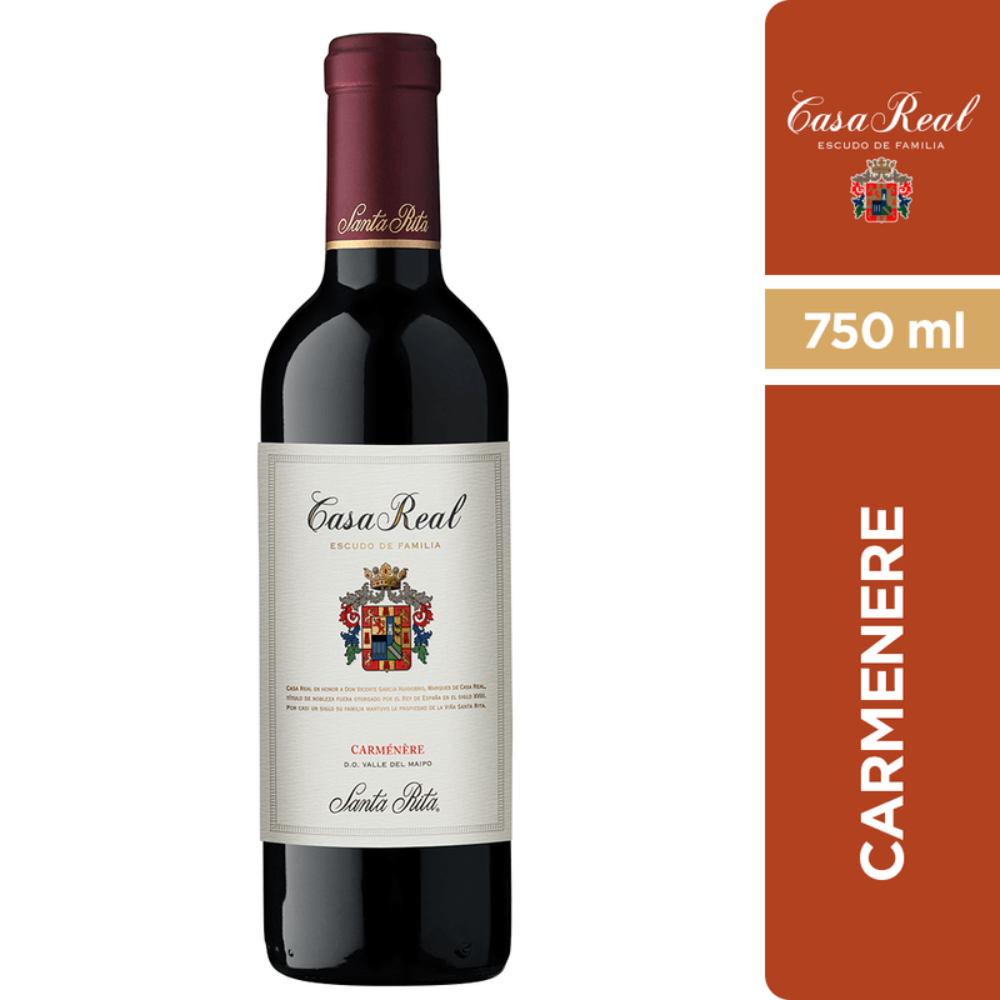VINO TINTO CARMENERE CASA REAL BOTELLA VIDRIO 750 CC GRAN RESERVA ESCUDO FAMILIA GR - 3