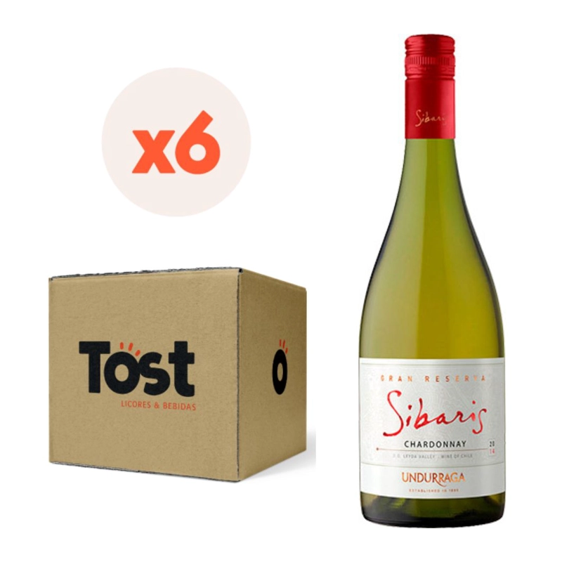 VINO BLANCO CHARDONNAY UNDURRAGA BOTELLA VIDRIO 750 CC 6 UN GRAN RESERVA SIBARIS - 5