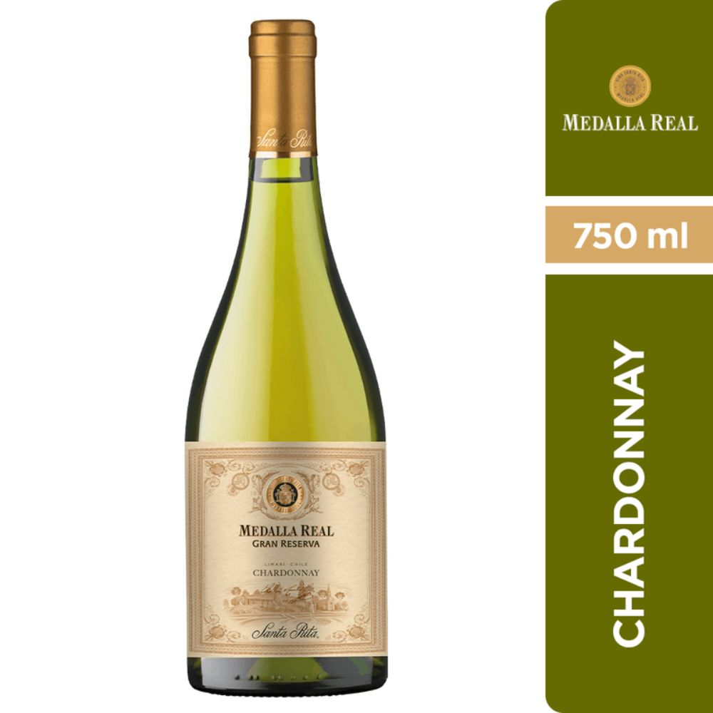 VINO BLANCO CHARDONNAY SANTA RITA BOTELLA VIDRIO 750 CC MEDALLA REAL GRAN RESERVA - 1