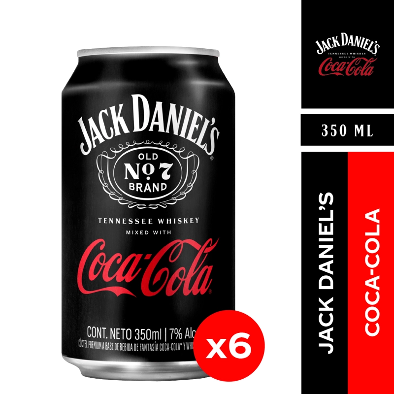 COCTEL JACK DANIEL'S LATA 350 CC 6 UN & COKE 7°COCTEL 7° - 1