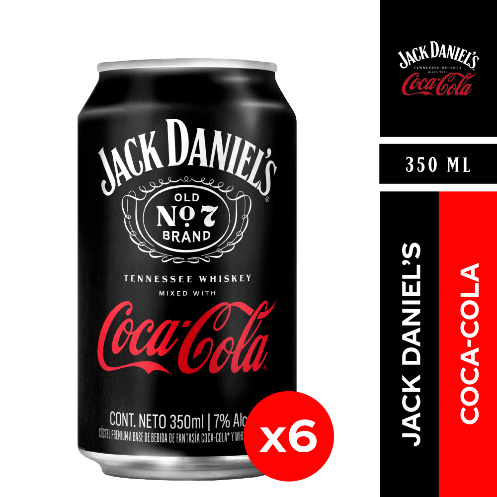 COCTEL JACK DANIEL'S LATA 350 CC 6 UN & COKE 7°COCTEL 7° - 1