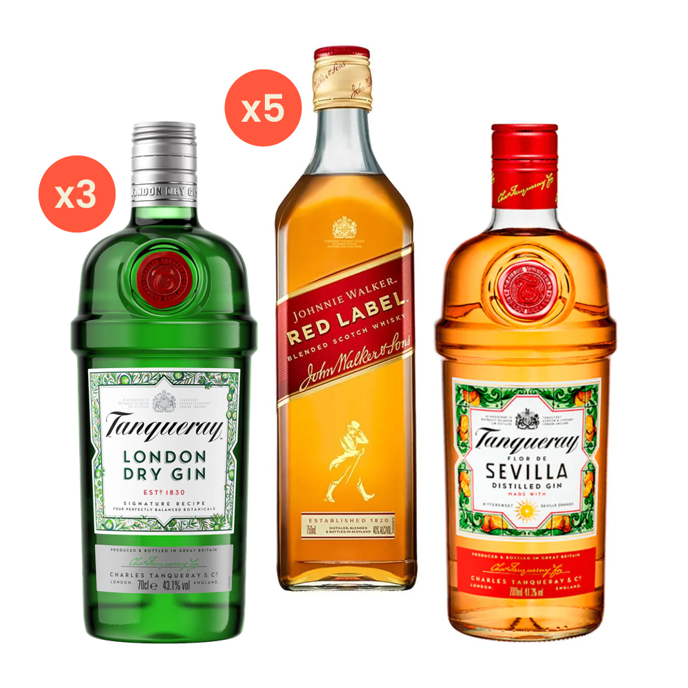 SET WHISKY JOHNNIE WALKER BOTELLA VIDRIO STANDARD JW RED LABEL +