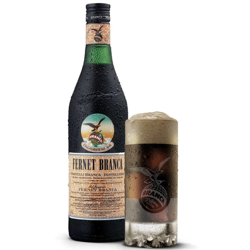 SET FERNET BRANCA BOTELLA VIDRIO 39° 750 CC + VASO OFICIAL - 1