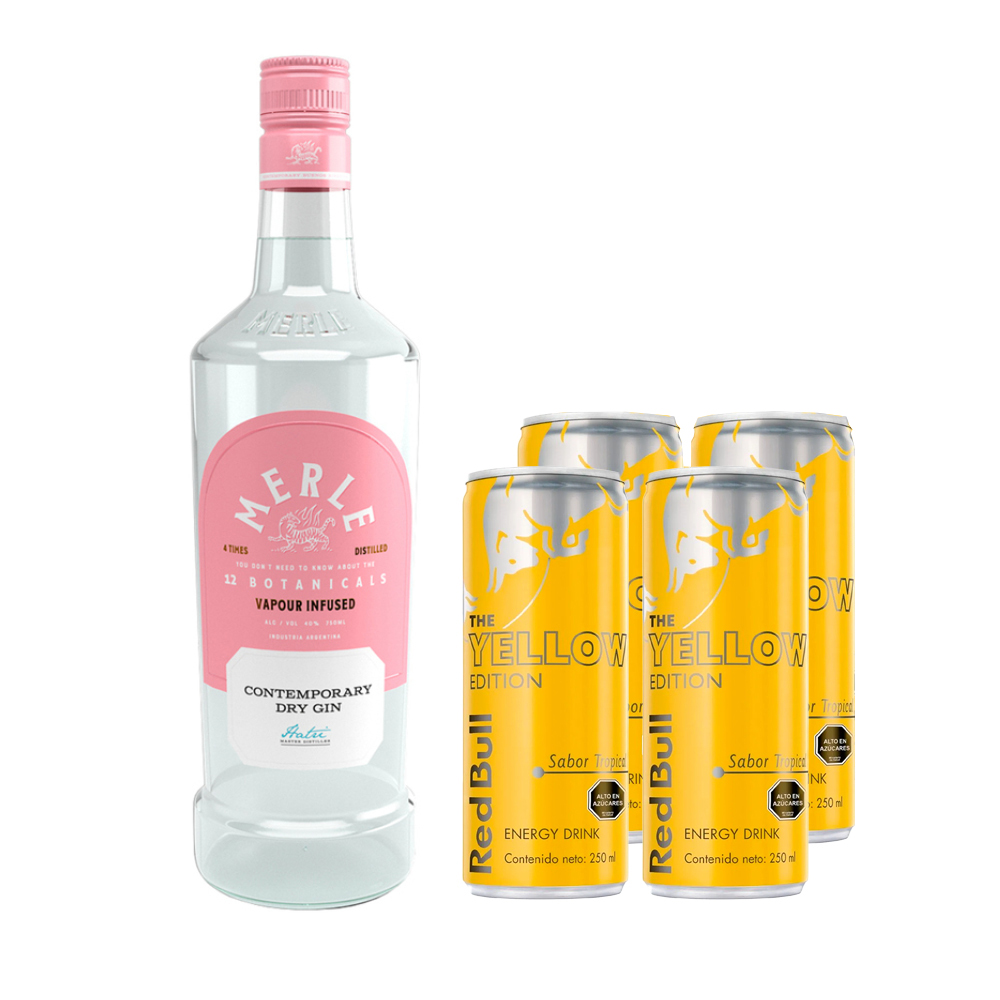 PACK TROPICAL GIN: MERLE CONTEMPORARY + 4 RED BULL YELLOW - 1
