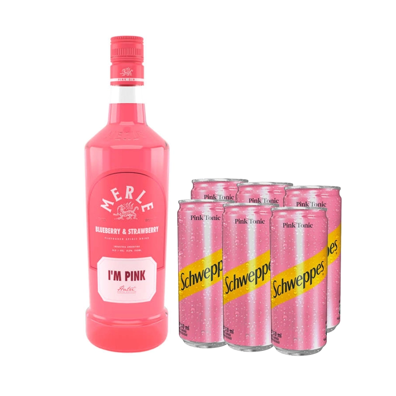 GIN MERLE I'M PINK 750CC + 6X SCHWEPPES PINK TONIC 310CC - 1
