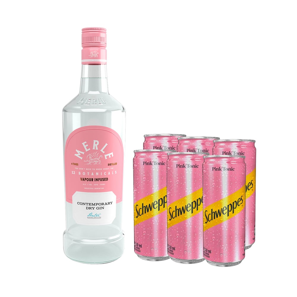 GIN MERLE CONTEMPORARY 750CC + 6X SCHWEPPES PINK TONIC 310CC - 1