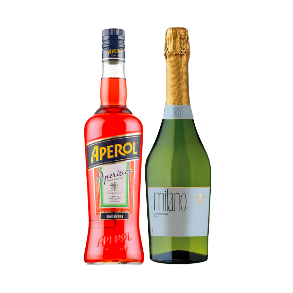 LICOR APERITIVO APEROL 750CC + ESPUMANTE MILANO BRUT 750CC - 1