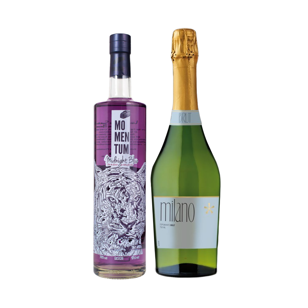 LICOR MOMENTUM MIDNIGHT BLUE + ESPUMANTES MILANO BRUT 750CC - 1