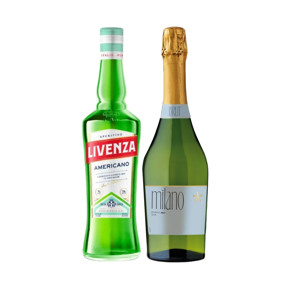 LICOR LIVENZA AMERICANO 750CC + ESPUMANTES MILANO BRUT 750CC - 1