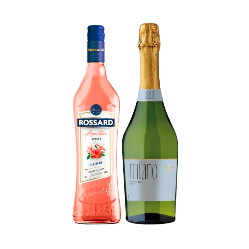 LICOR ROSSARD HIBISCUS 1000CC + ESPUMANTES MILANO BRUT 750CC - 1