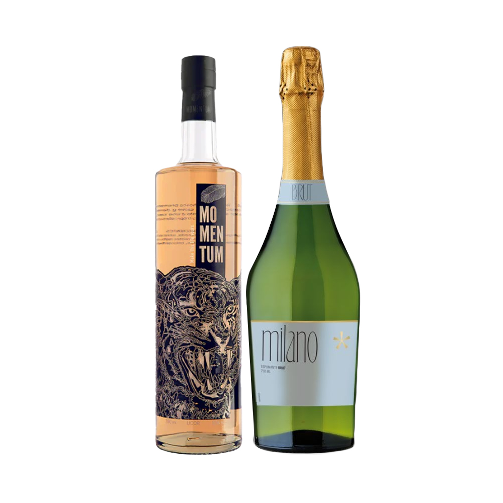 LICOR MOMENTUM FLOR DE SAUCO + ESPUMANTES MILANO BRUT 750CC - 1