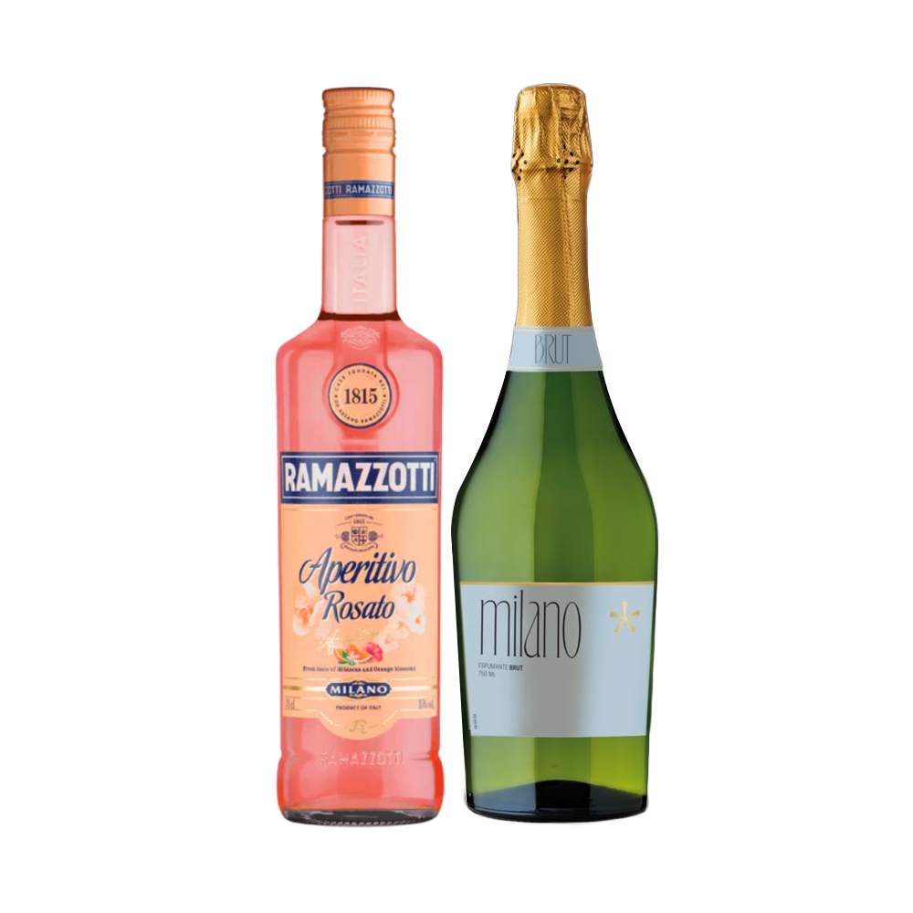 LICOR RAMAZZOTTI ROSATO 700CC + ESPUMANTES MILANO BRUT 750CC - 1