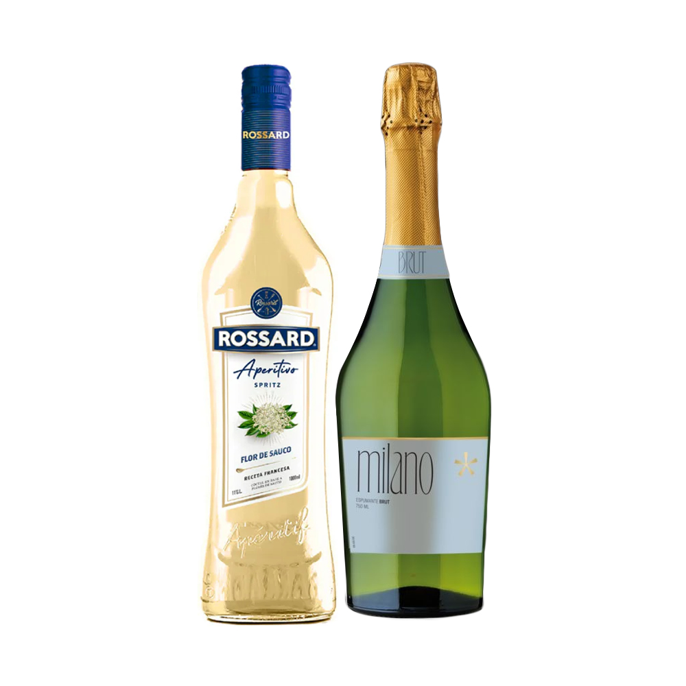 LICOR ROSSARD FLOR DE SAUCO + ESPUMANTES MILANO BRUT 750CC - 1