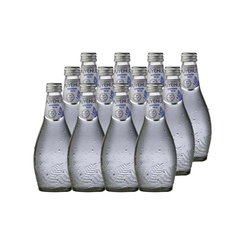 12X AGUA MINERAL NATURAL PUYEHUE CON GAS 330CC - 1