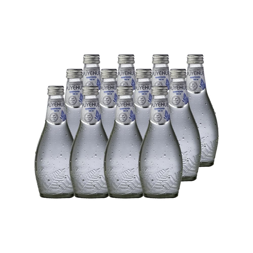 12X AGUA MINERAL NATURAL PUYEHUE CON GAS 330CC - 1