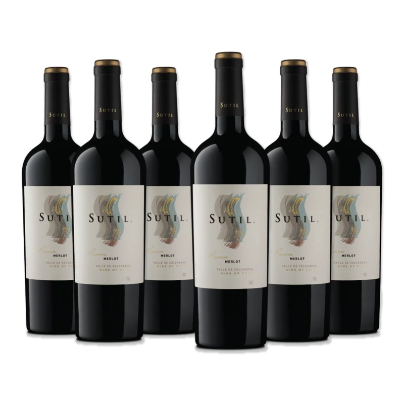 6X VINO SUTIL RESERVA MERLOT 750CC - 1