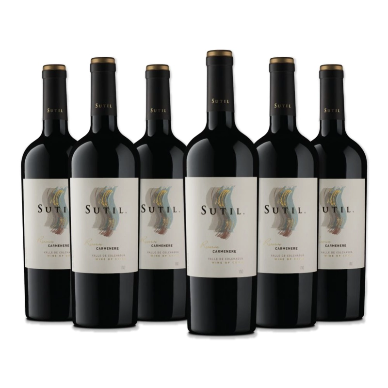 6X VINO SUTIL RESERVA CARMENERE 750CC - 1