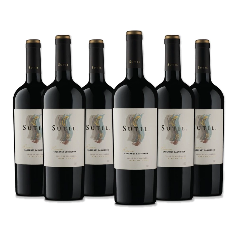 6X VINO SUTIL RESERVA CABERNET SAUVIGNON 750CC - 1