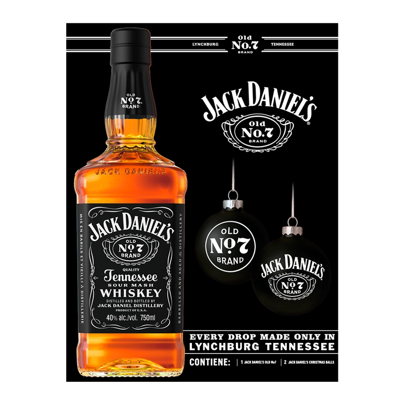 WHISKEY JACK DANIELS N°7 750CC + 2 ESFERAS NAVIDEÑAS - 2