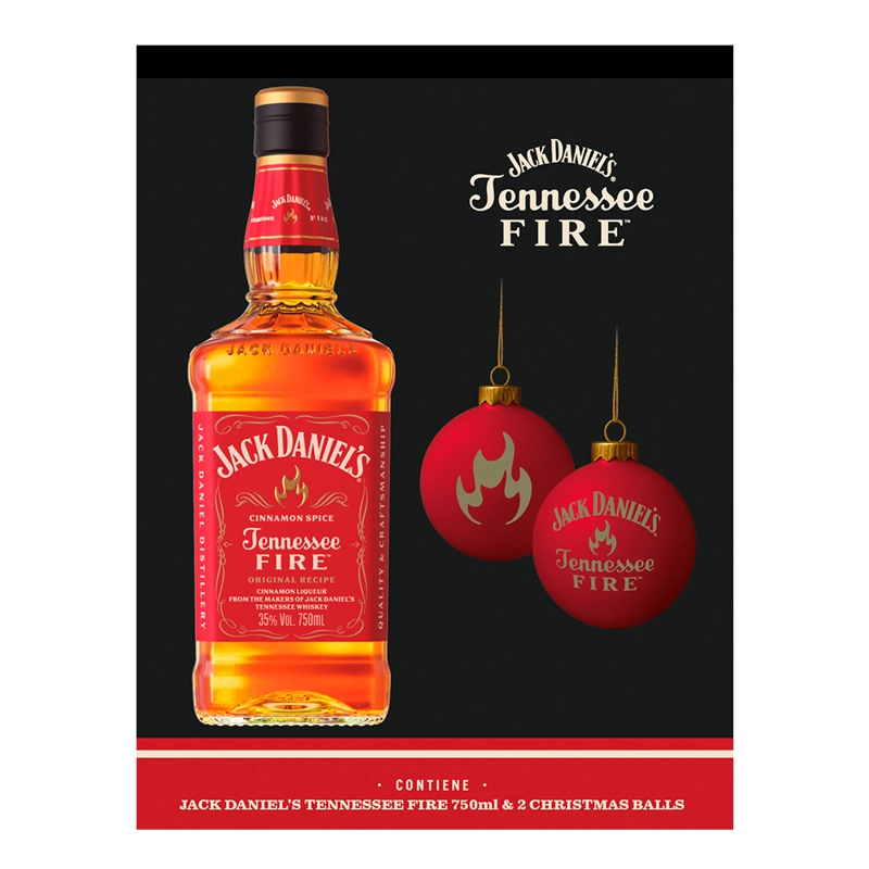 WHISKEY JACK DANIELS FIRE 750CC + 2 ESFERAS NAVIDEÑAS - 2