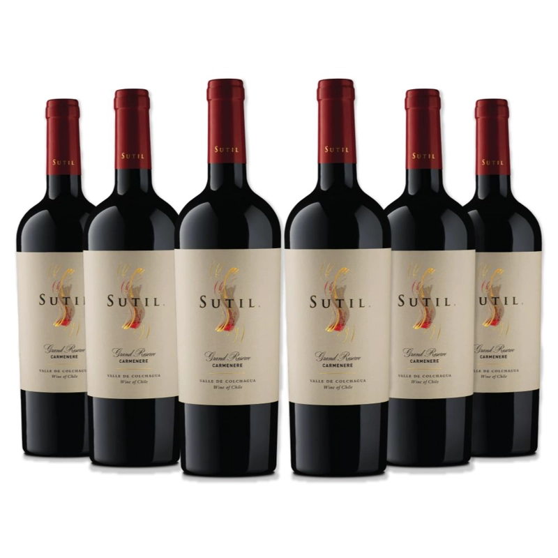 6X VINO SUTIL GRAN RESERVA CARMENERE 750CC - 1